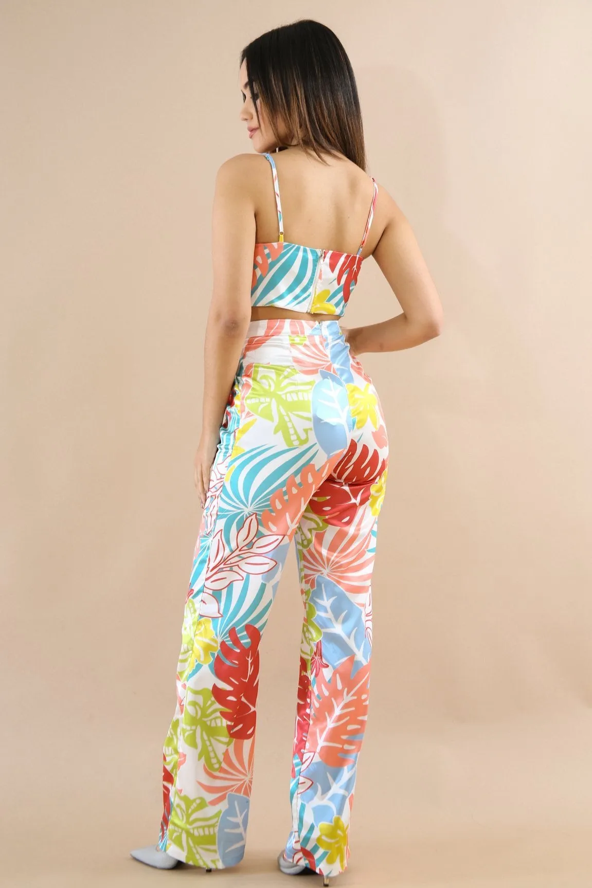 Colorful leaf pants set