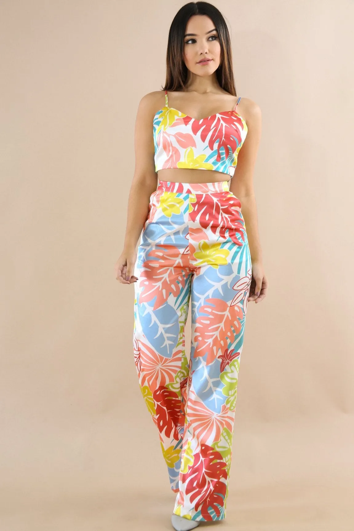 Colorful leaf pants set