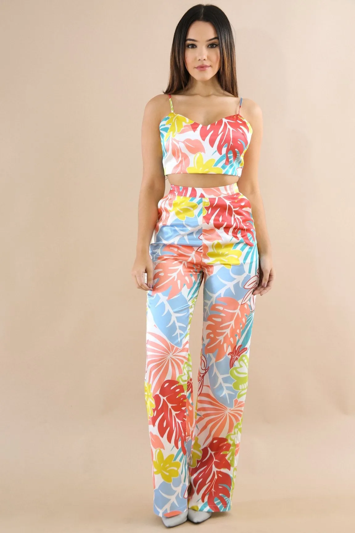 Colorful leaf pants set