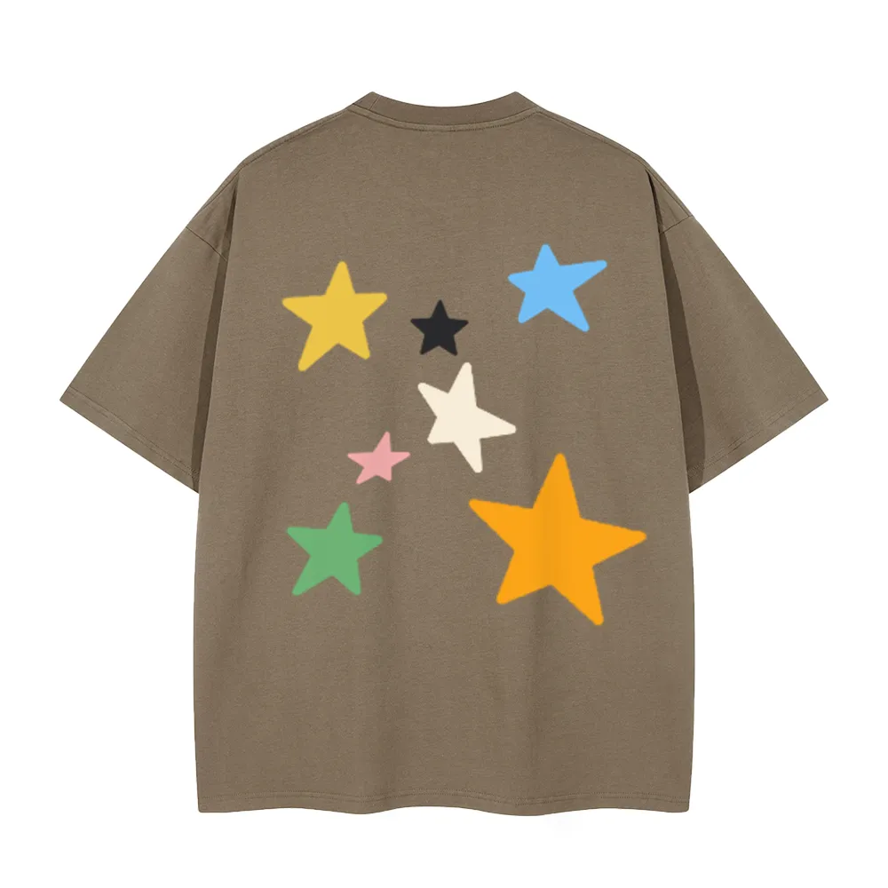 Colorful Stars Couple Cotton T-Shirt