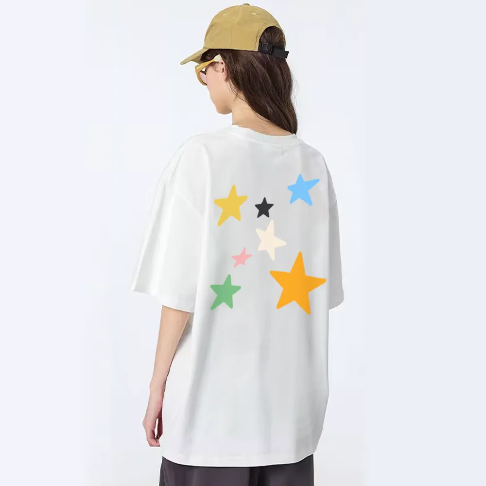 Colorful Stars Couple Cotton T-Shirt