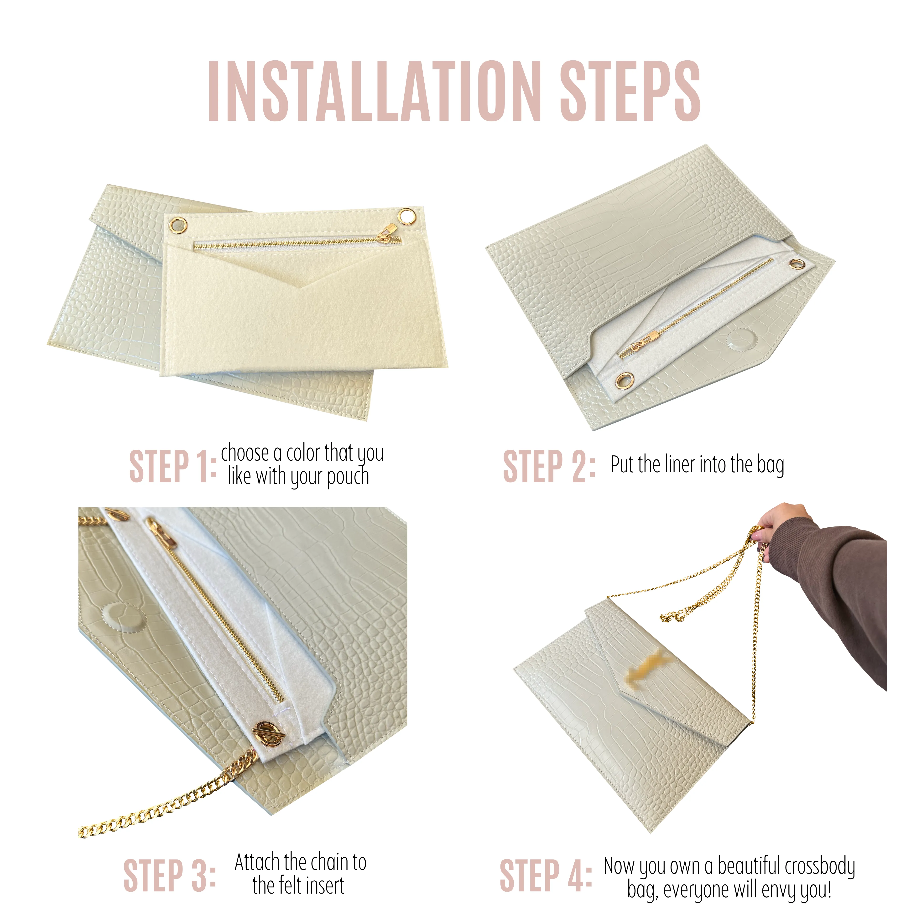 Conversion Kit for Conversion Kit for Uptown Clutch YSL | Accessory for YSL Swing | Yves Saint Laurent Strap | Designer Purse Insert | YSL Handbag Strap | Bag Insert Organizer | YSL Swing Strap | Luxury Bag Accessory | Bag Protector”