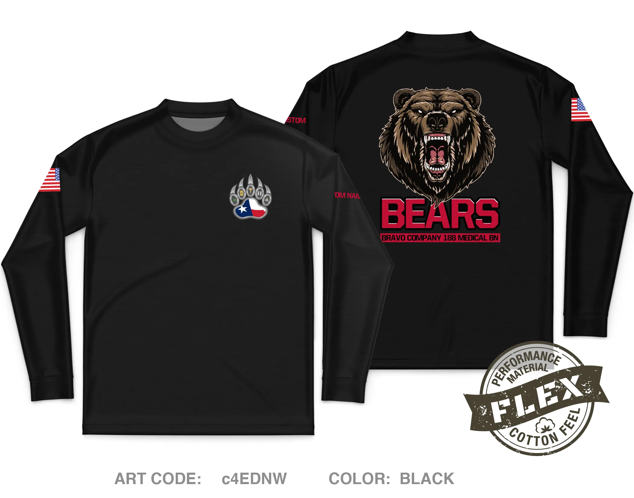CUSTOM Bravo Company 188th MED BN Core Men's LS Flex Performance Tee - c4EDNW