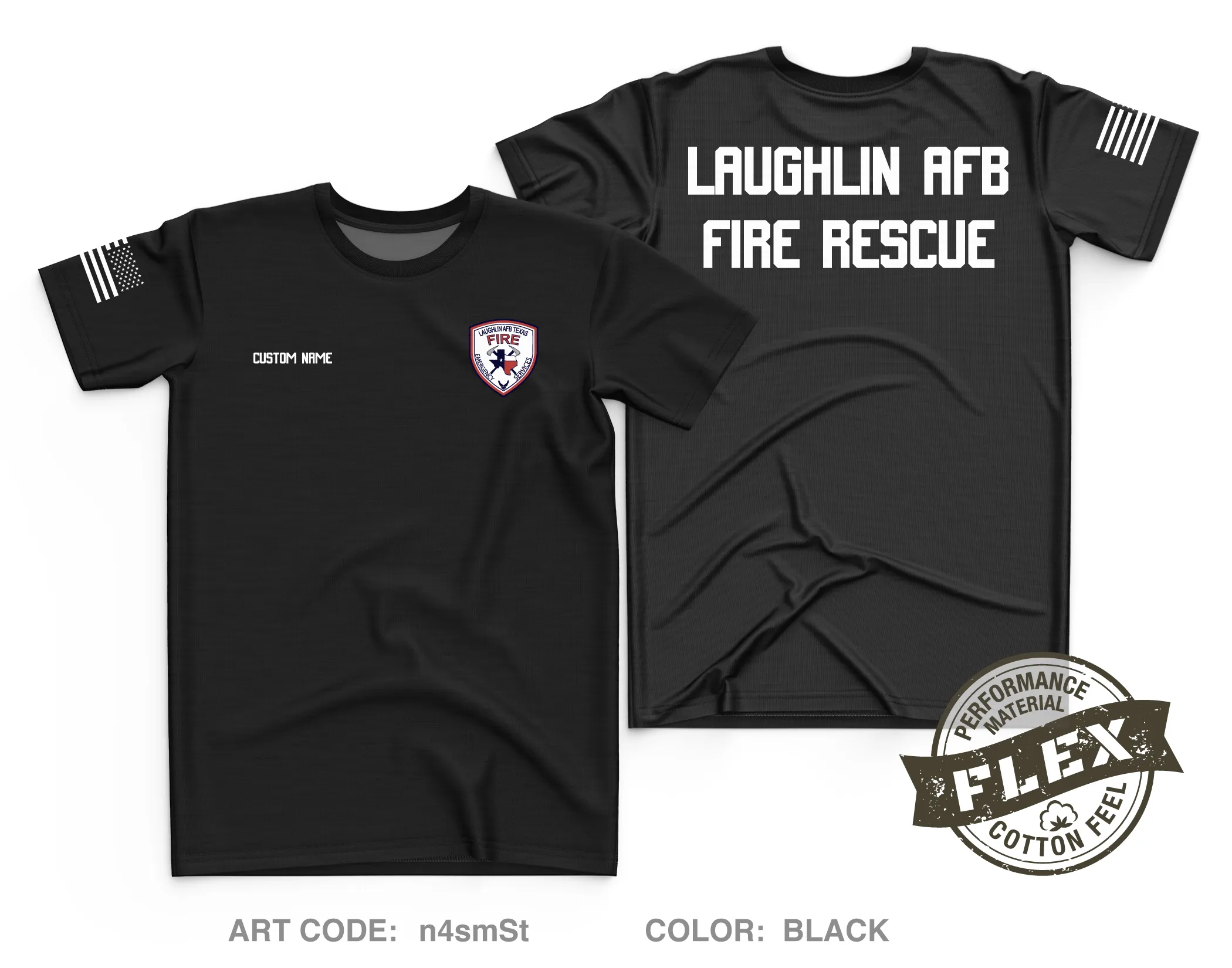 CUSTOM Laughlin AFB Fire Department Core Men's SS Flex Performance Tee - n4smSt