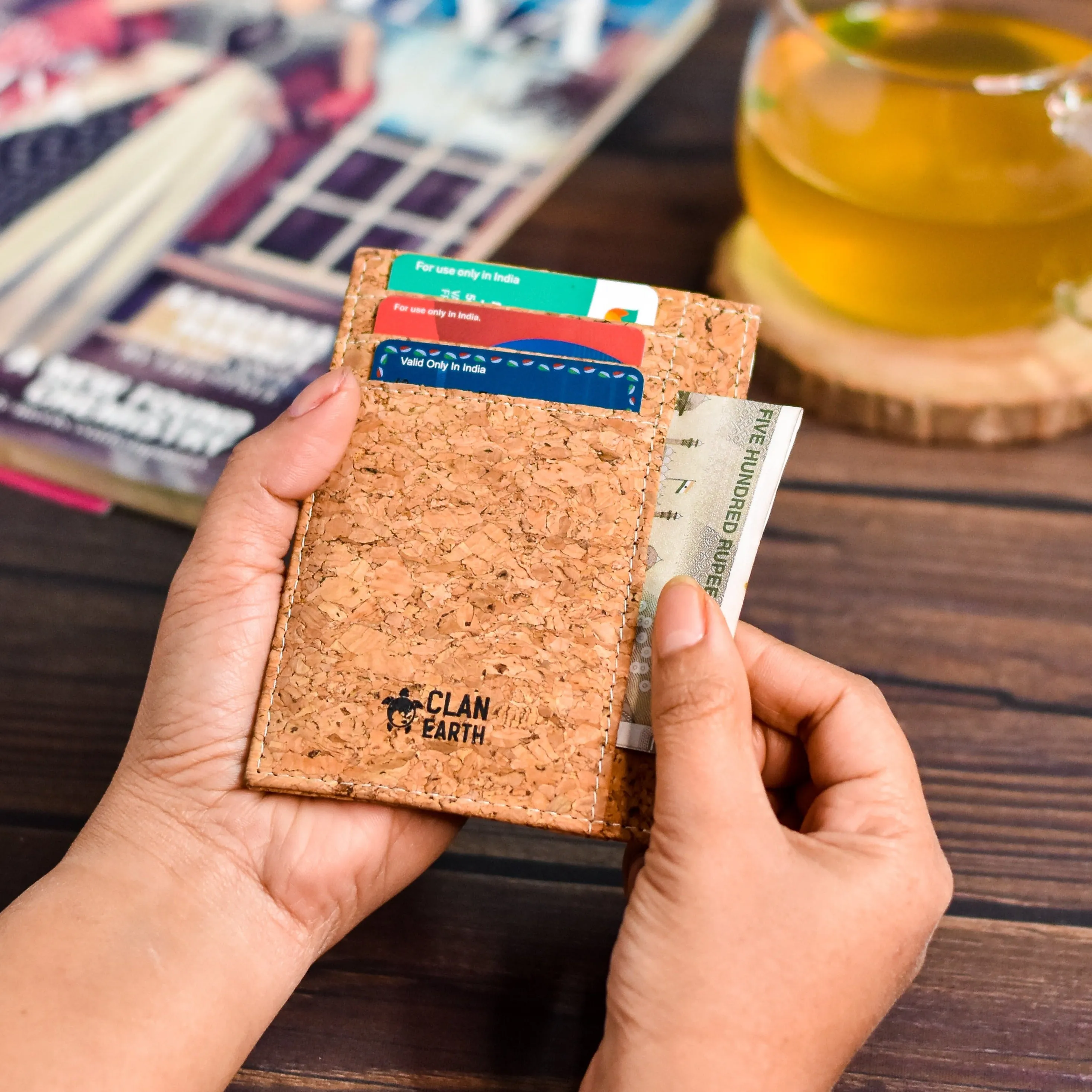 Dodo Cork Wallet - Unique Slim Wallet & Card Case for Men and Women - Tan