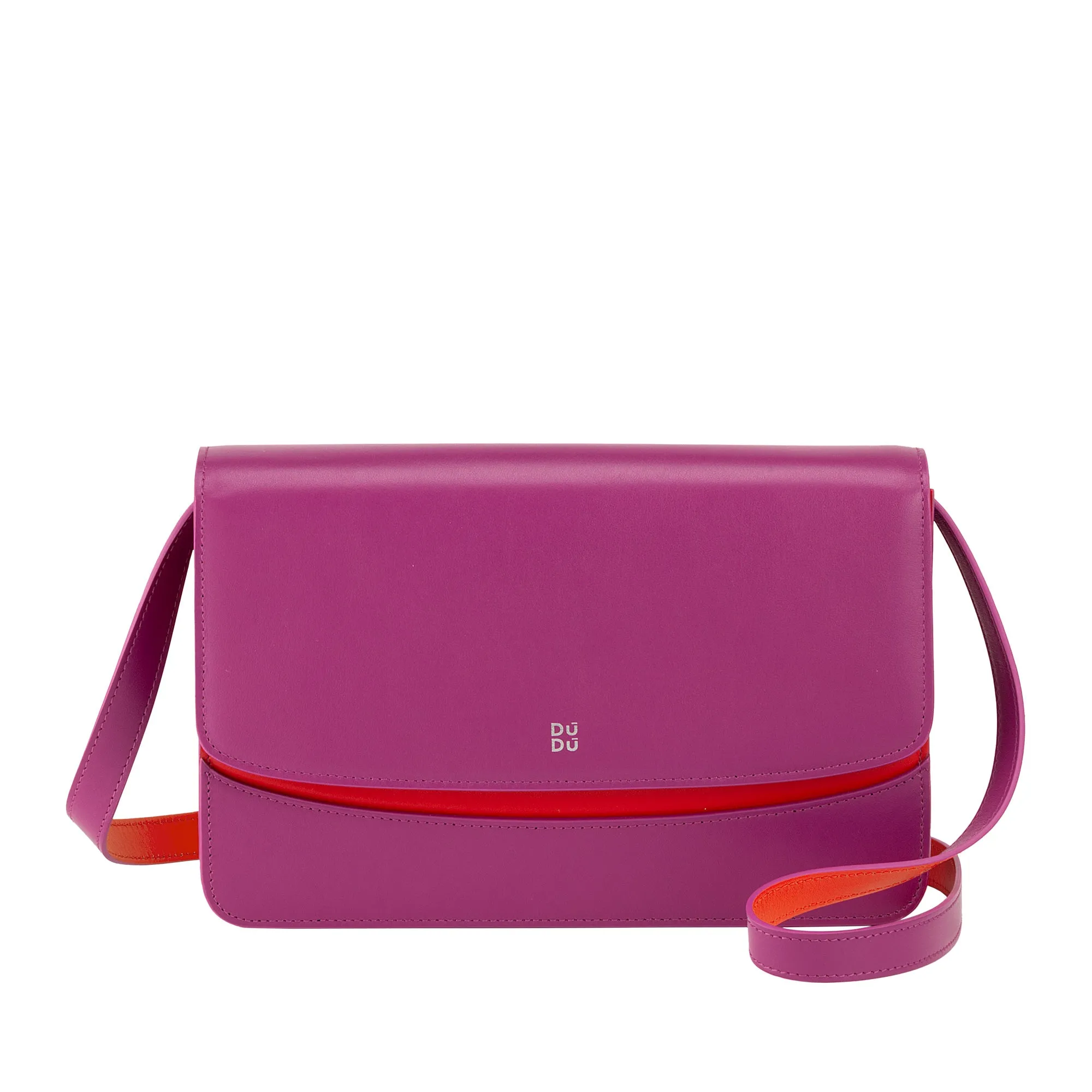 DUDU Bag shoulder bag in Made in Italy Leather Large elegant rigid design with flap, 3 compartments