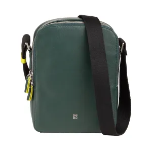 DUDU Borsello Man in real colorful leather, adjustable shoulder bag, small compact design, multi compartment and zip closure