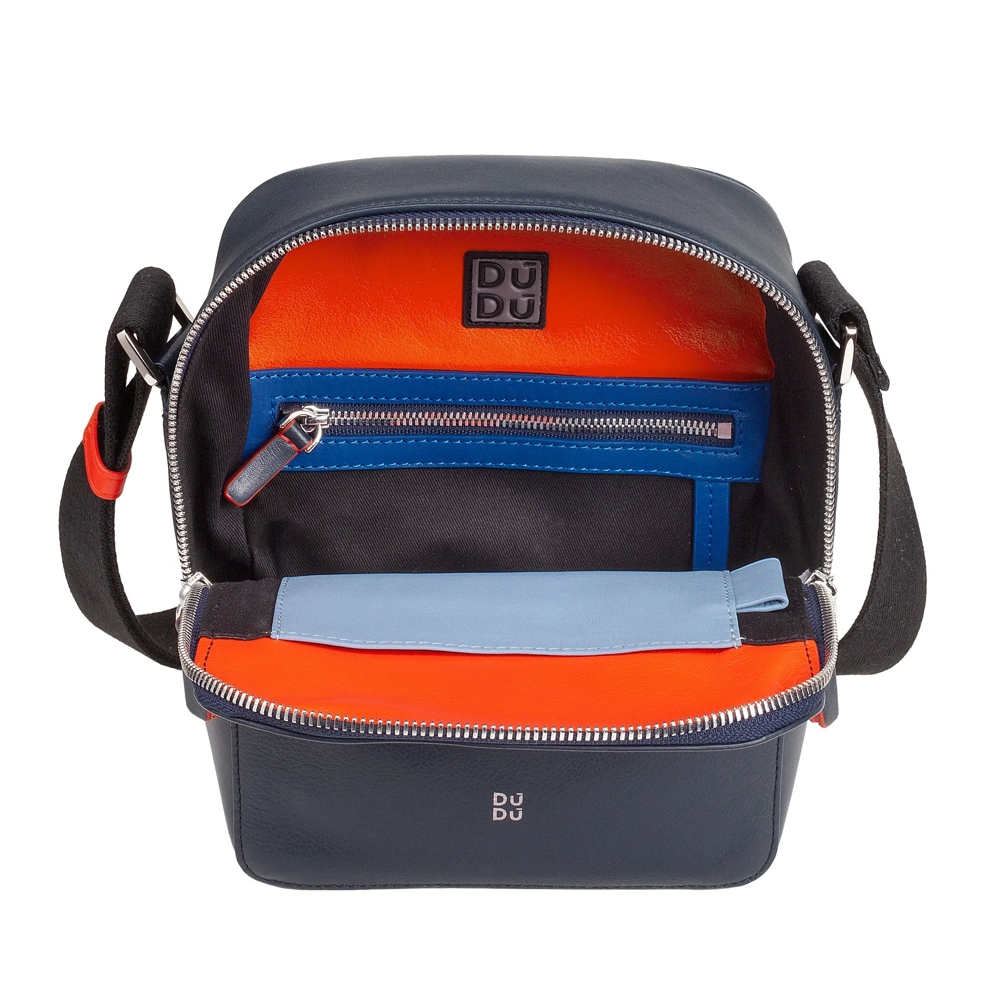 DUDU Borsello Man in real colorful leather, adjustable shoulder bag, small compact design, multi compartment and zip closure