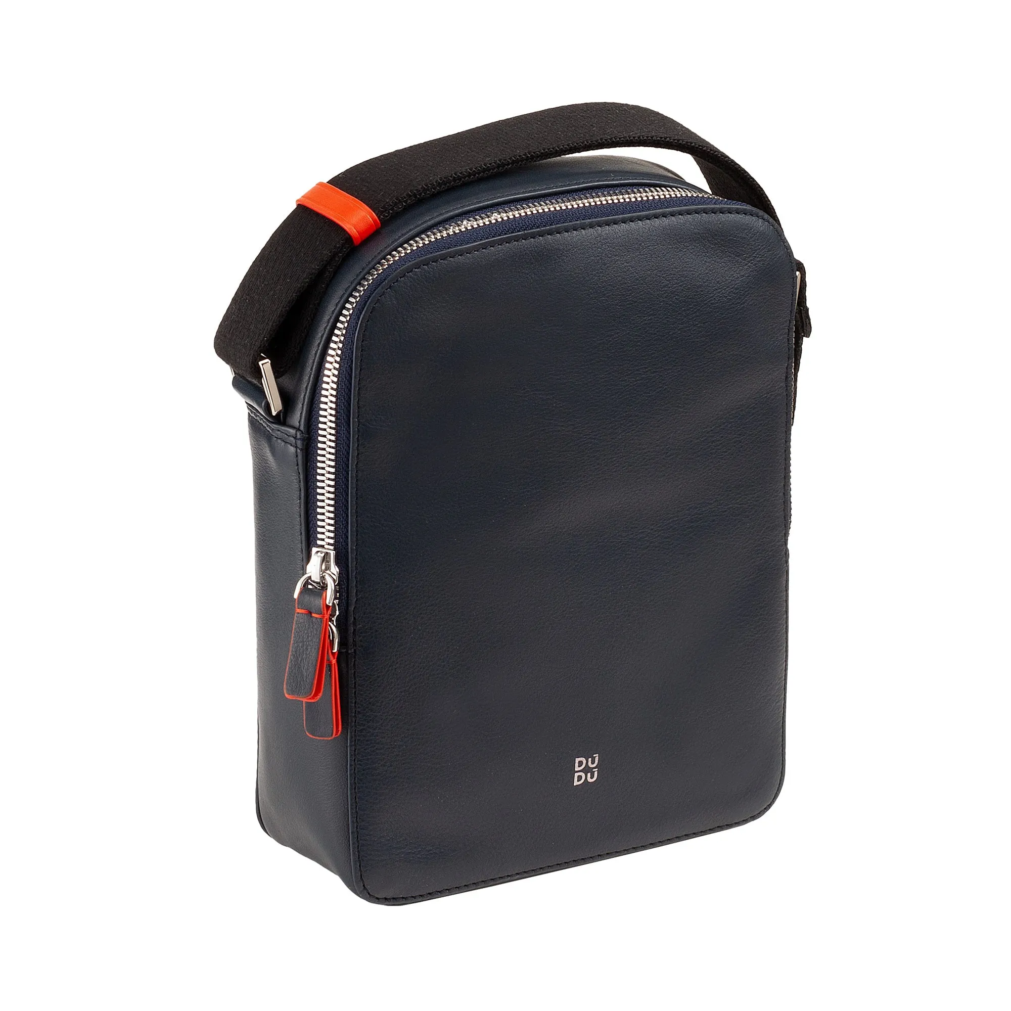DUDU Borsello Man in real colorful leather, adjustable shoulder bag, small compact design, multi compartment and zip closure