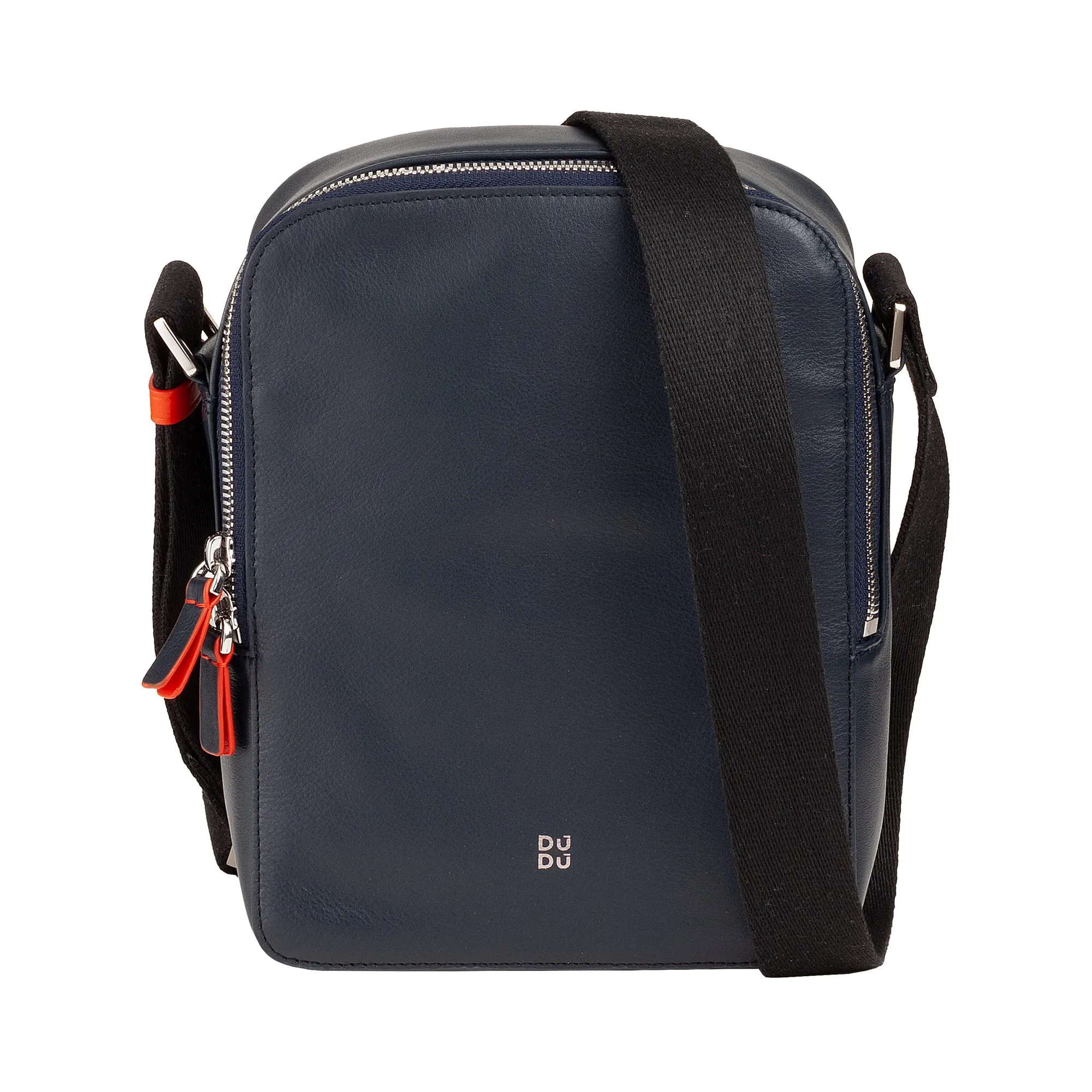 DUDU Borsello Man in real colorful leather, adjustable shoulder bag, small compact design, multi compartment and zip closure