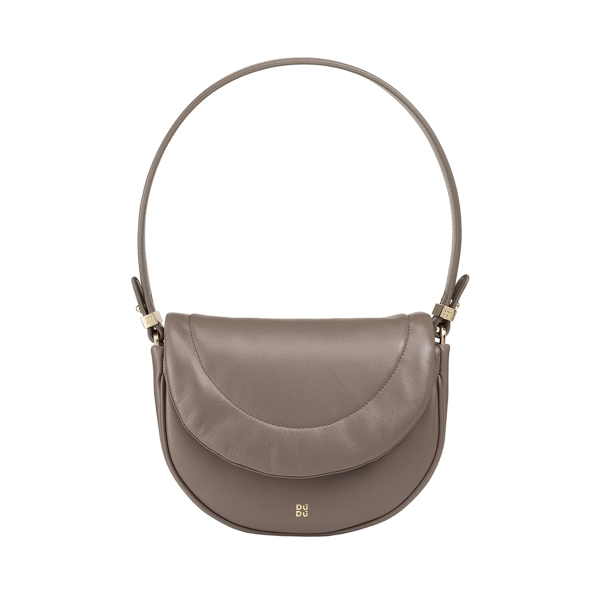 DUDU shoulder bag shoulder woman with quilted leather, small elegant handbag stuffed with flap, shoulder strap and removable shoulder strap