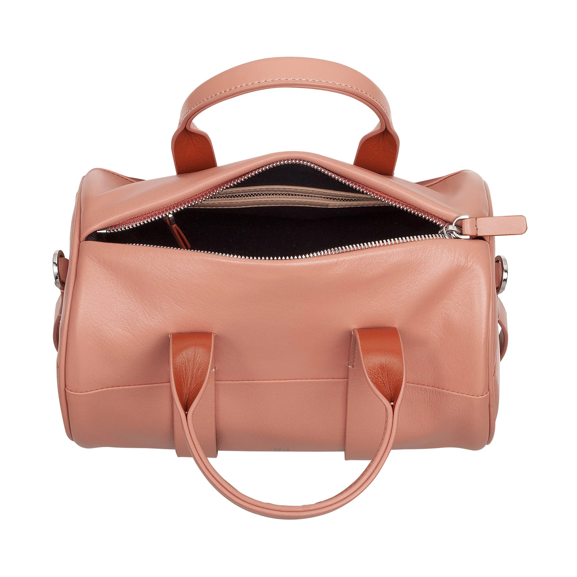 DUDU Women's Bag with real leather cylinder, cylindrical soft bag, barrel bag with shoulder strap and two handles, colorful elegant design