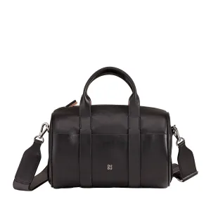 DUDU Women's Bag with real leather cylinder, cylindrical soft bag, barrel bag with shoulder strap and two handles, colorful elegant design