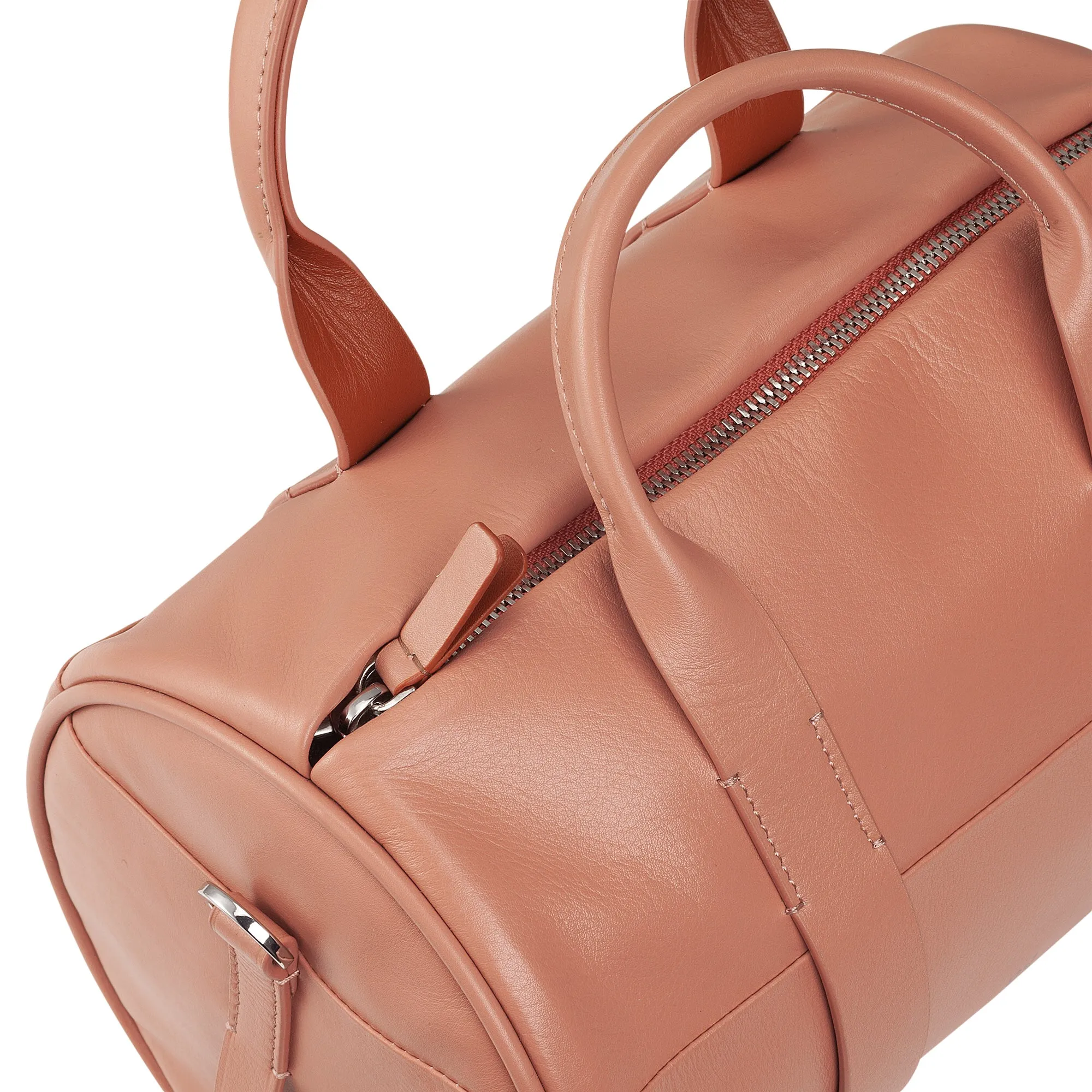 DUDU Women's Bag with real leather cylinder, cylindrical soft bag, barrel bag with shoulder strap and two handles, colorful elegant design