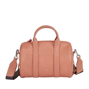 DUDU Women's Bag with real leather cylinder, cylindrical soft bag, barrel bag with shoulder strap and two handles, colorful elegant design