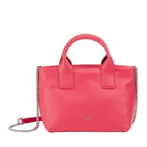 DUDU Women's Woman Boxing Bag in real leather, Elegant Sera Mini Bag bag, 22 x 13 cm, double handles, chain shoulder strap, zip closure