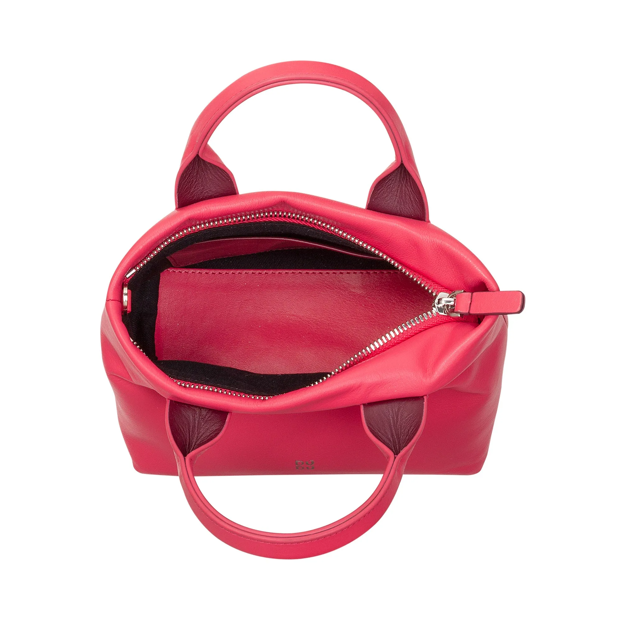 DUDU Women's Woman Boxing Bag in real leather, Elegant Sera Mini Bag bag, 22 x 13 cm, double handles, chain shoulder strap, zip closure