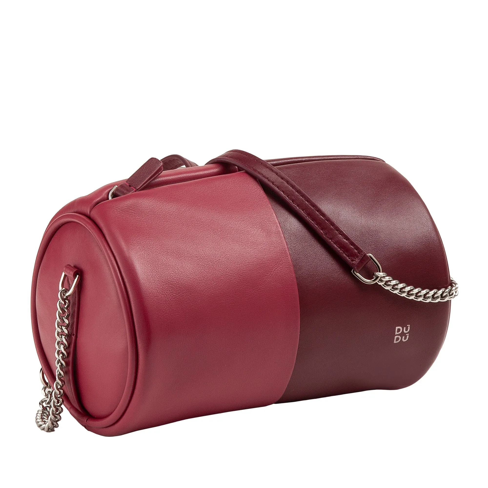 DUDU Women's Women's Leather Bag, shoulder bag with chain and leather, small fashion cylinder bag elegant with zipper