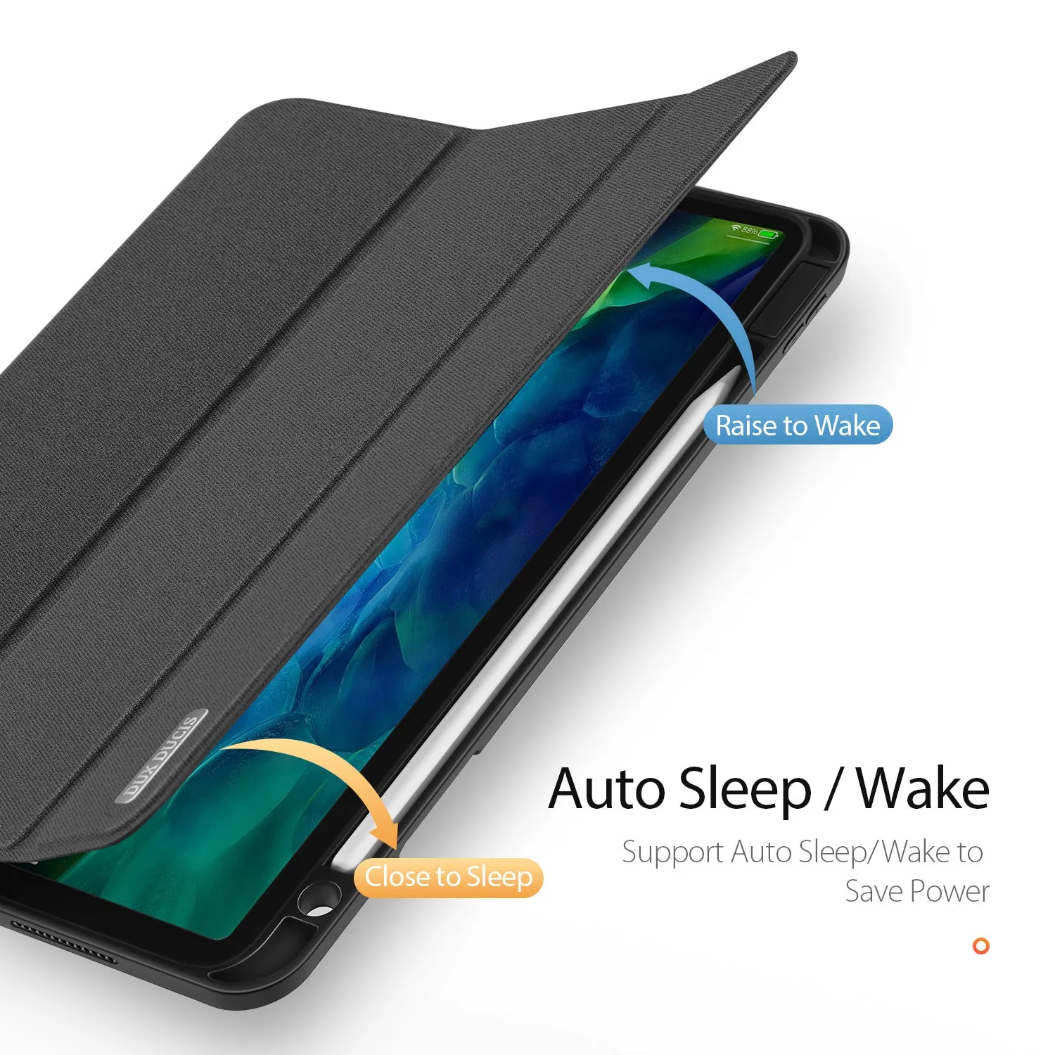 DUX DUCIS for iPad Pro 11  2020 Fall Resistant Leather Protective Case with Pen Holder Smart Stay Cover black