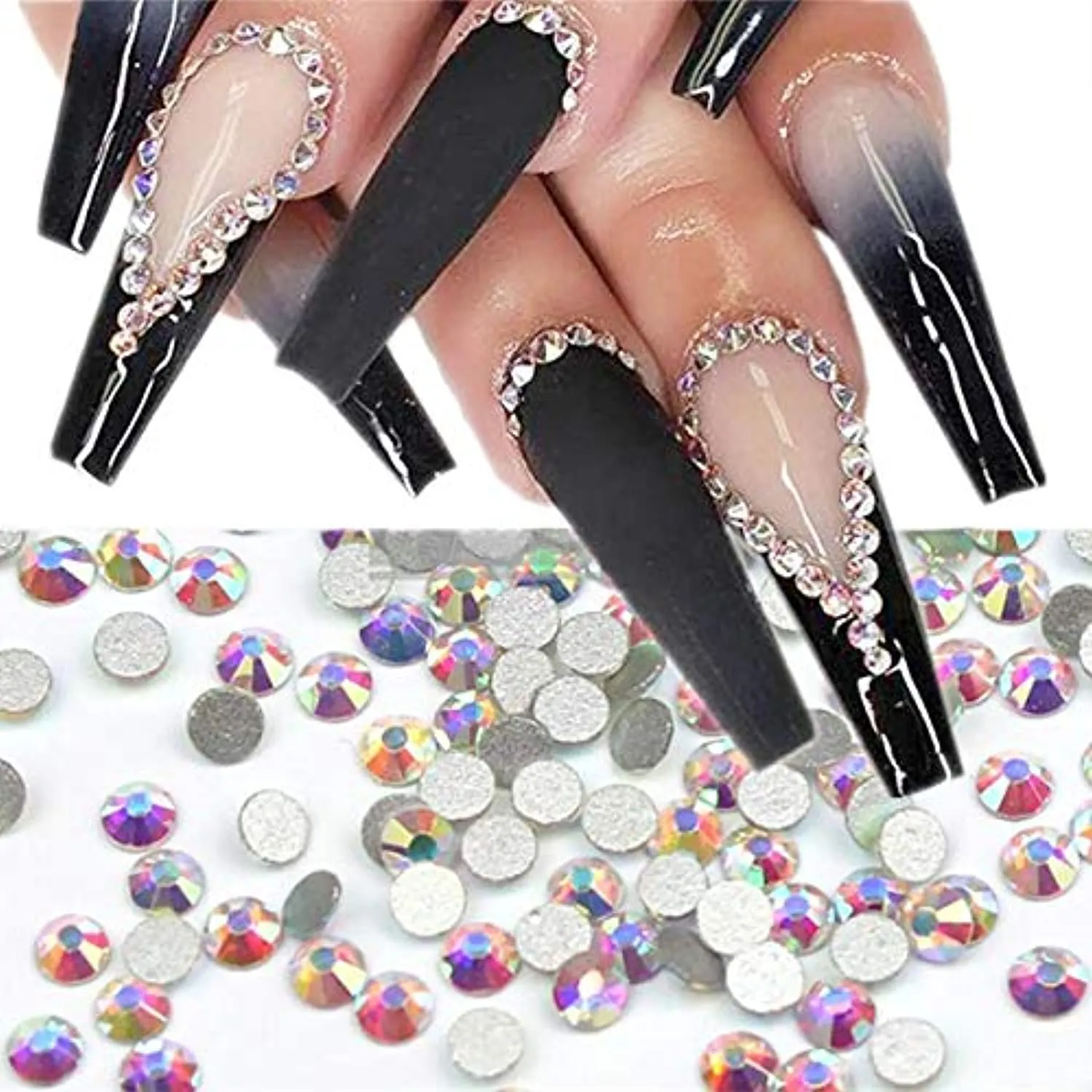 editTime 5000PCS Mini Ultra Tiny 1.2mm AB Shine Iridescent Crystals Micro Diamond Glass Sand Rhinestone (1.4mm AB Flatback Rhinestone)