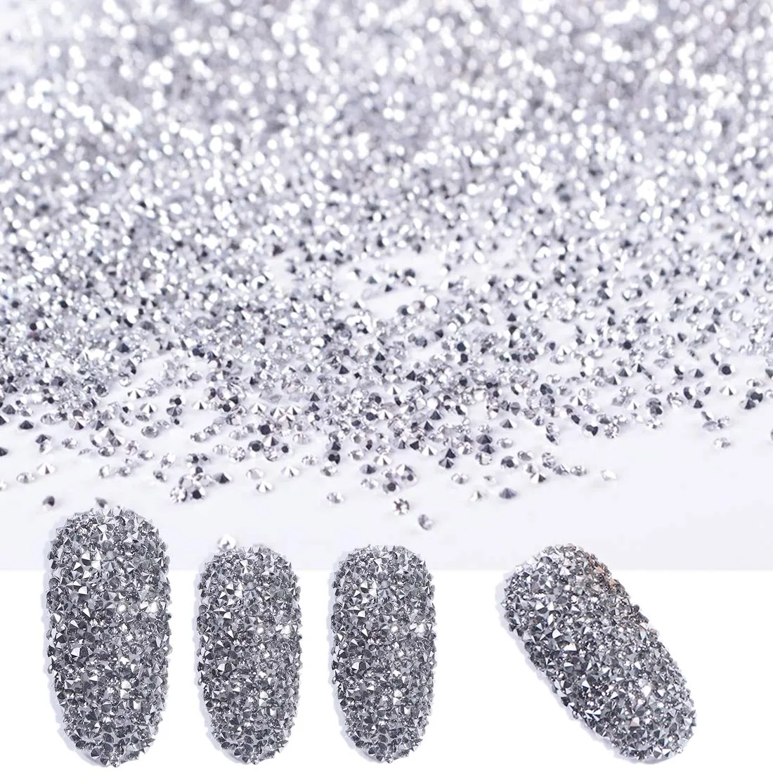 editTime 5000PCS Mini Ultra Tiny 1.2mm AB Shine Iridescent Crystals Micro Diamond Glass Sand Rhinestone (1.4mm AB Flatback Rhinestone)