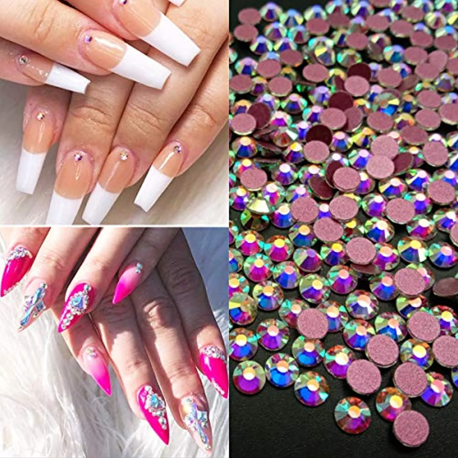 editTime 5000PCS Mini Ultra Tiny 1.2mm AB Shine Iridescent Crystals Micro Diamond Glass Sand Rhinestone (1.4mm AB Flatback Rhinestone)