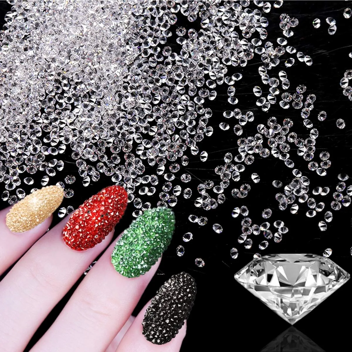 editTime 5000PCS Mini Ultra Tiny 1.2mm AB Shine Iridescent Crystals Micro Diamond Glass Sand Rhinestone (1.4mm AB Flatback Rhinestone)