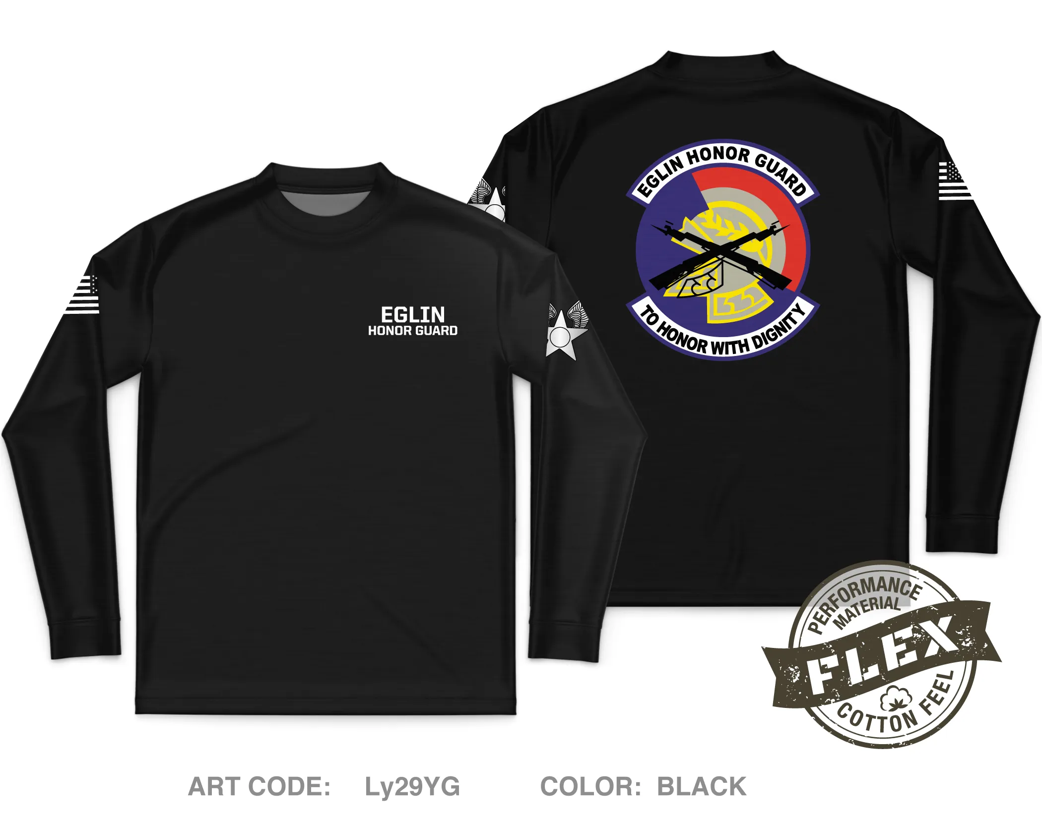 Eglin Honor Guard Core Men's LS Flex Performance Tee - Ly29YG