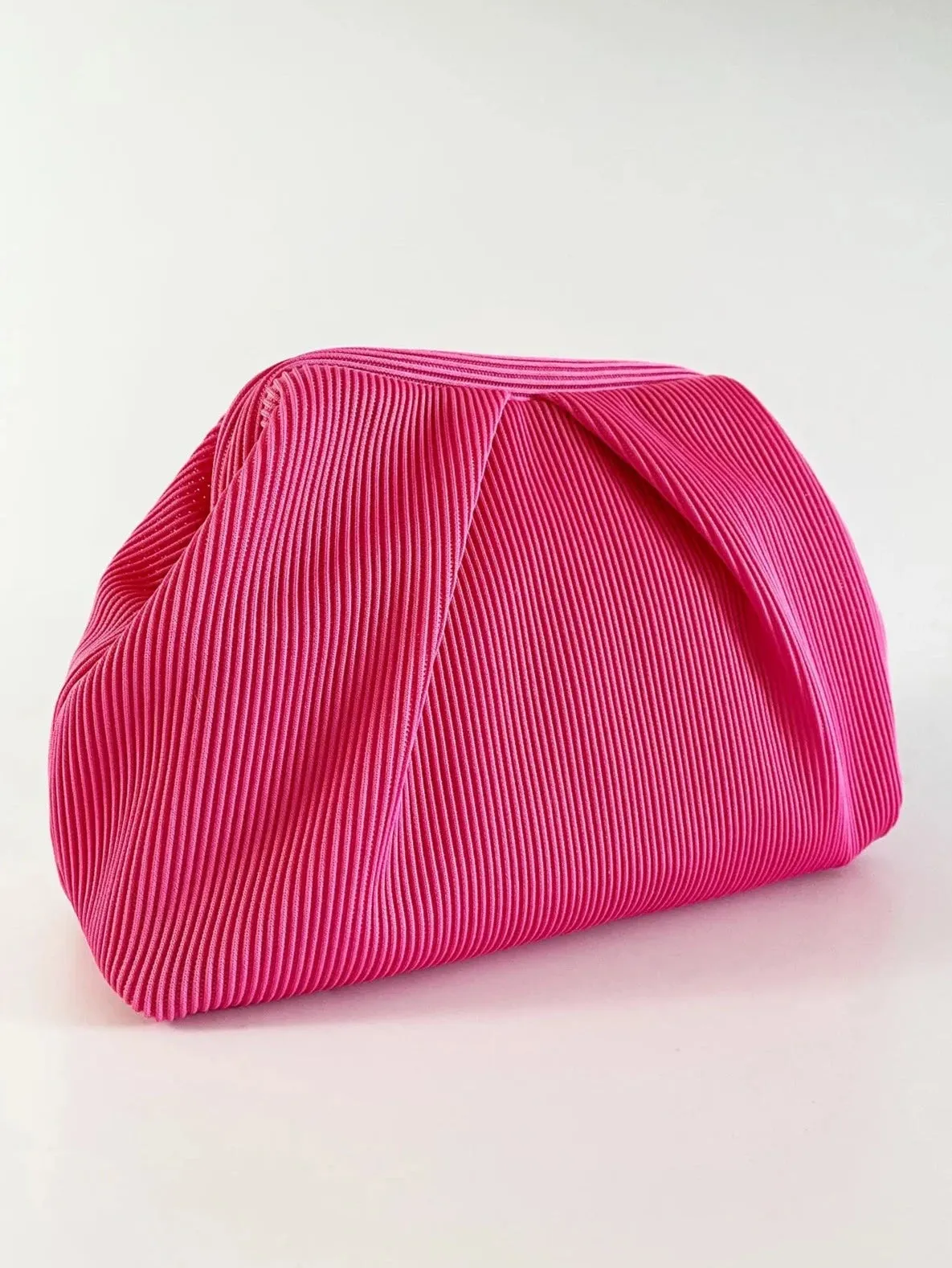Elegant Yellow Pleated Clutch Handbag