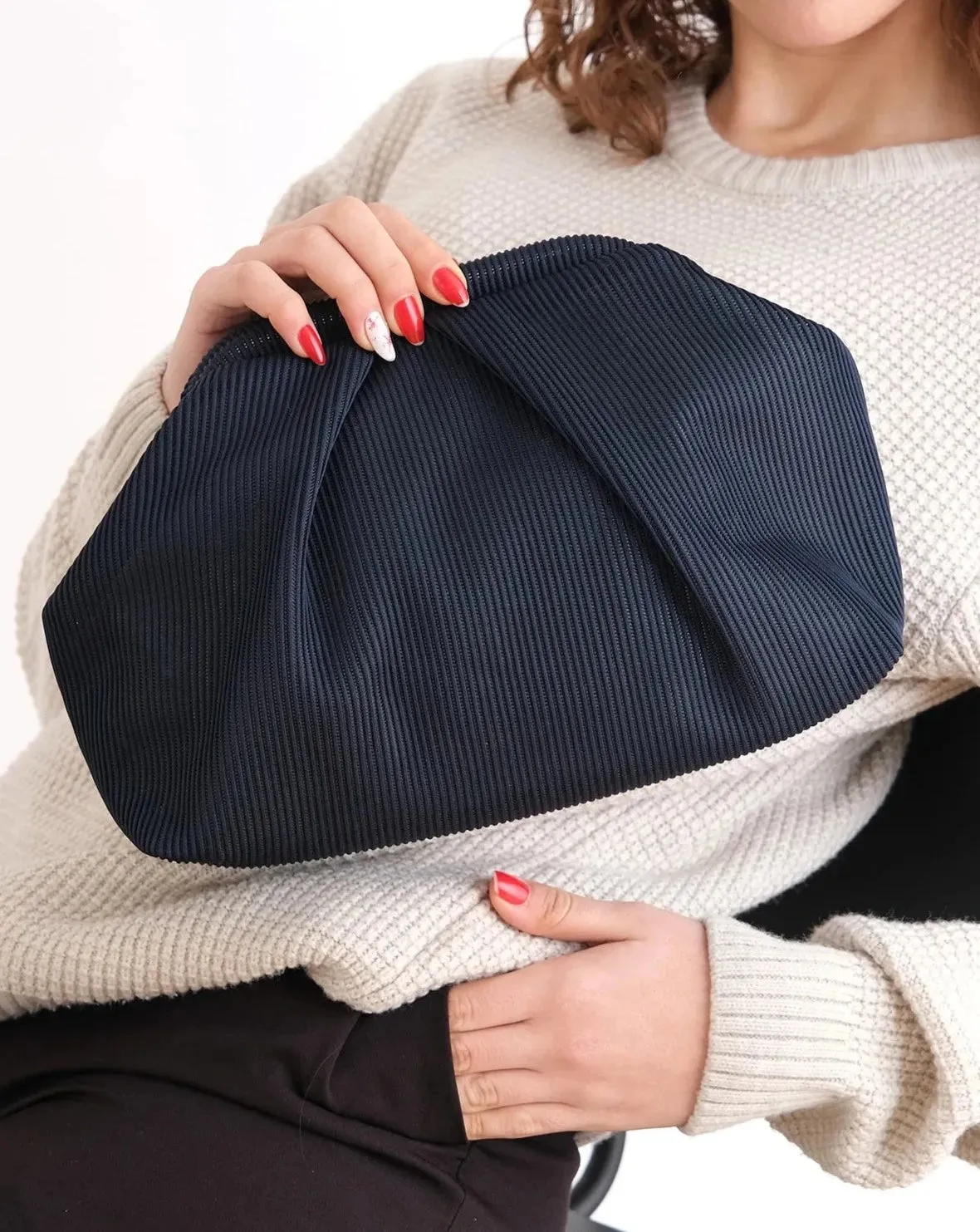 Elegant Yellow Pleated Clutch Handbag
