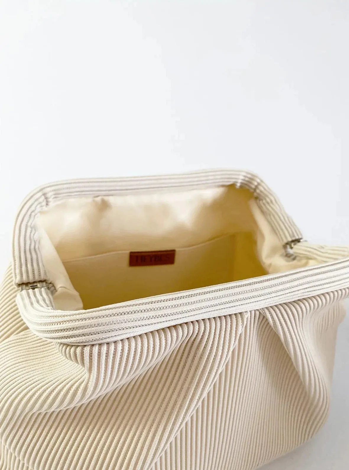 Elegant Yellow Pleated Clutch Handbag