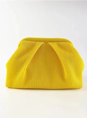 Elegant Yellow Pleated Clutch Handbag