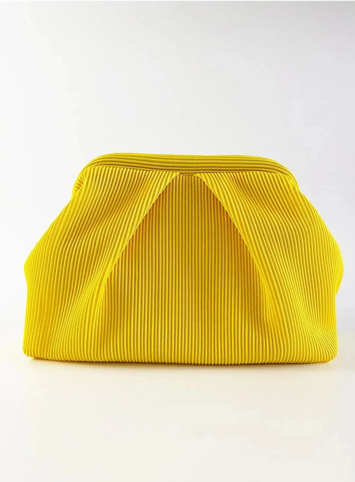 Elegant Yellow Pleated Clutch Handbag