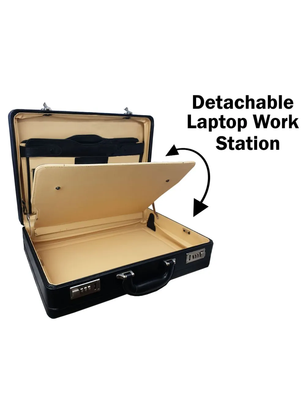 Expandable Pu Leather Large Briefcase, With Double Combination Locks