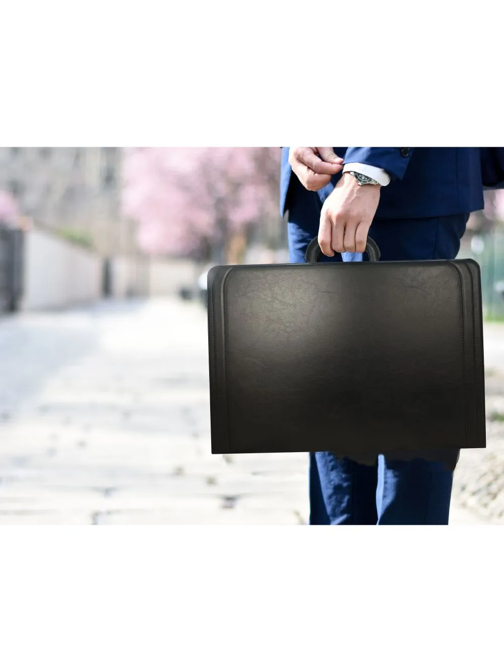 Expandable Pu Leather Large Briefcase, With Double Combination Locks