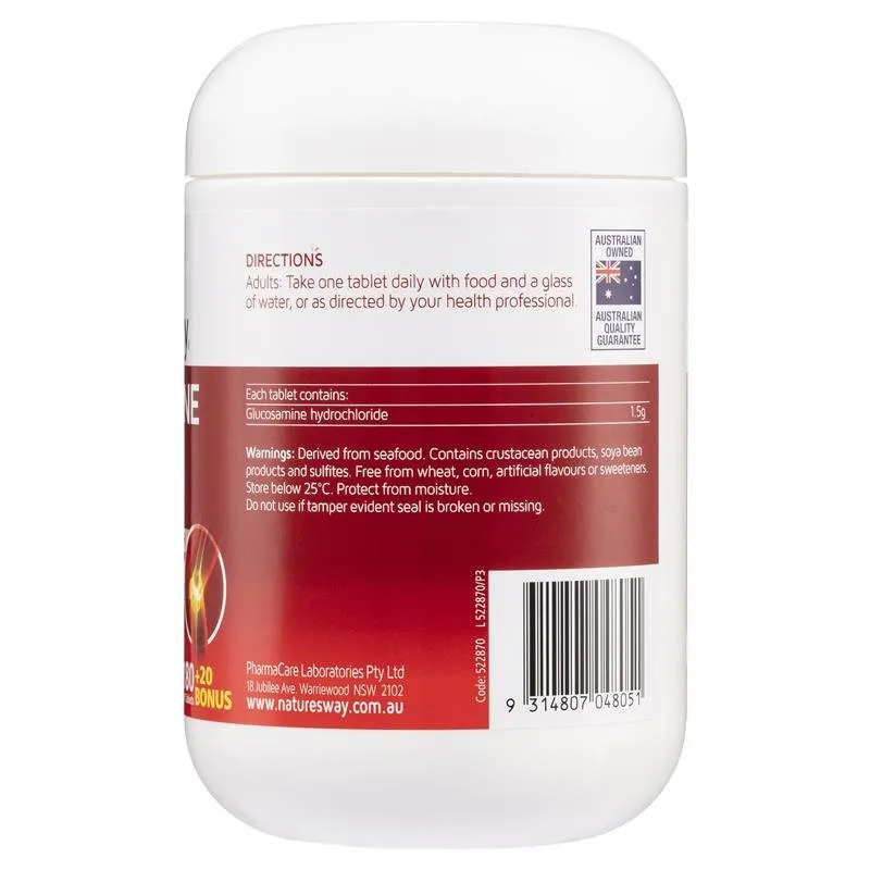 [Expiry: 09/2025] Nature's Way Glucosamine HCL 1500mg 180 Tablets   20 Bonus Tablets