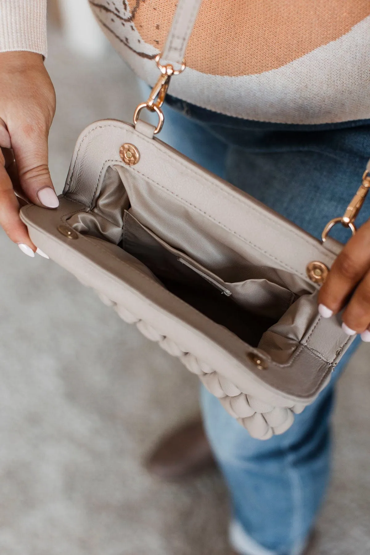 Forever Chic Quilted Crossbody Purse- Stone