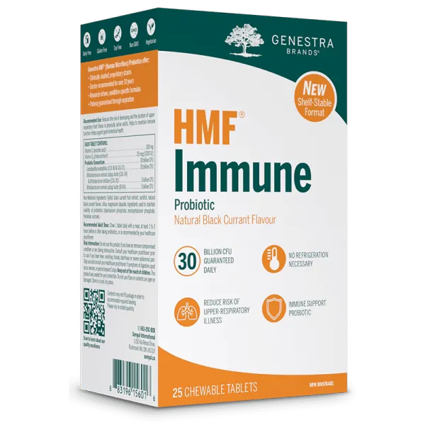 Genestra Brands HMF Immune Probiotic 30 Billion CFU - Black Currant (25 Chewable Tablets)