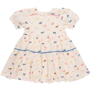 Girls Charlie Dress - Multi Tiny Horses