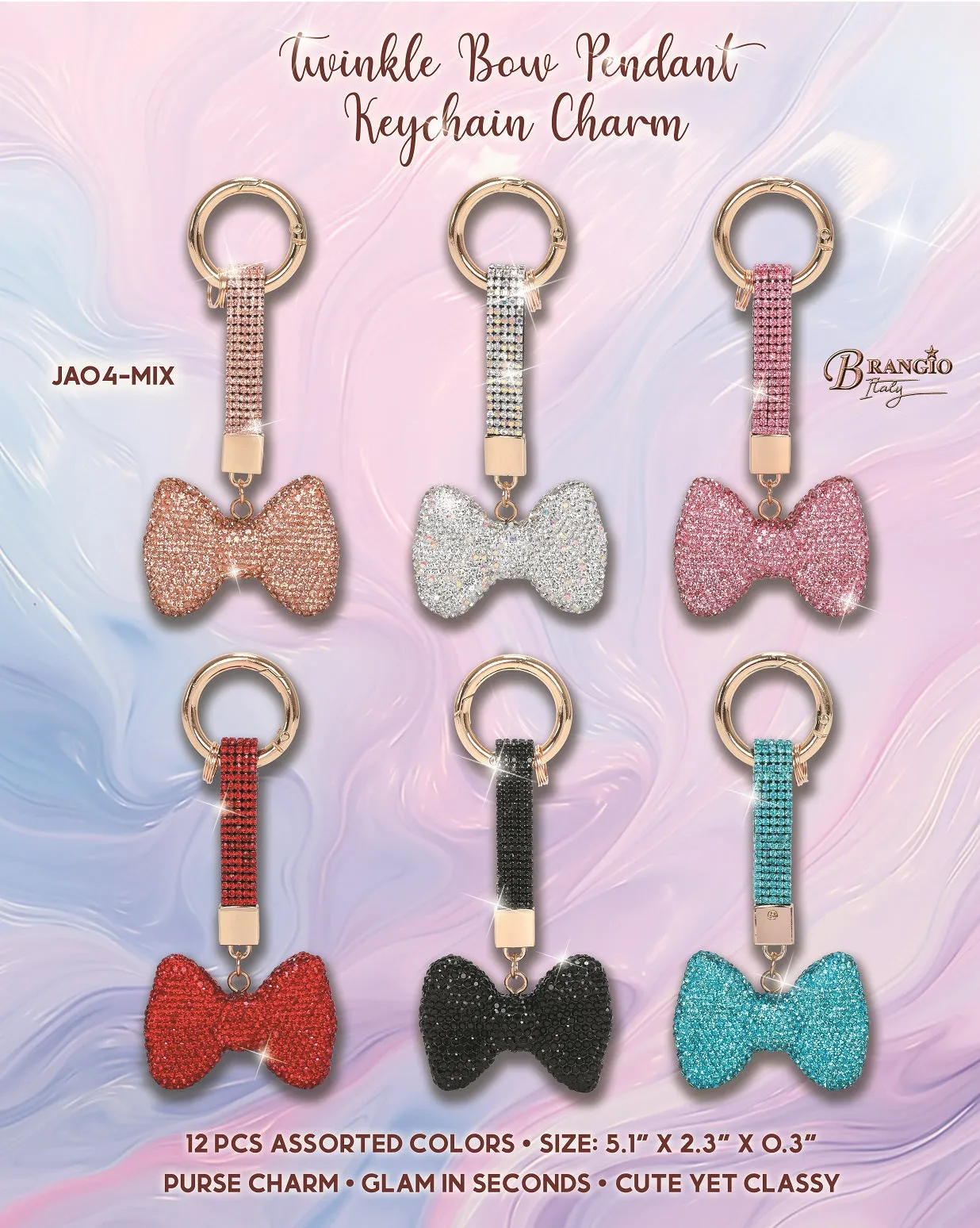 Glittering Bow Keychain – Add a Sparkle of Elegance(6pcs mix colors)