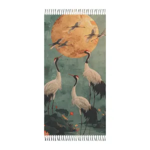 Golden Moon & Crane Tranquility Beach Towel