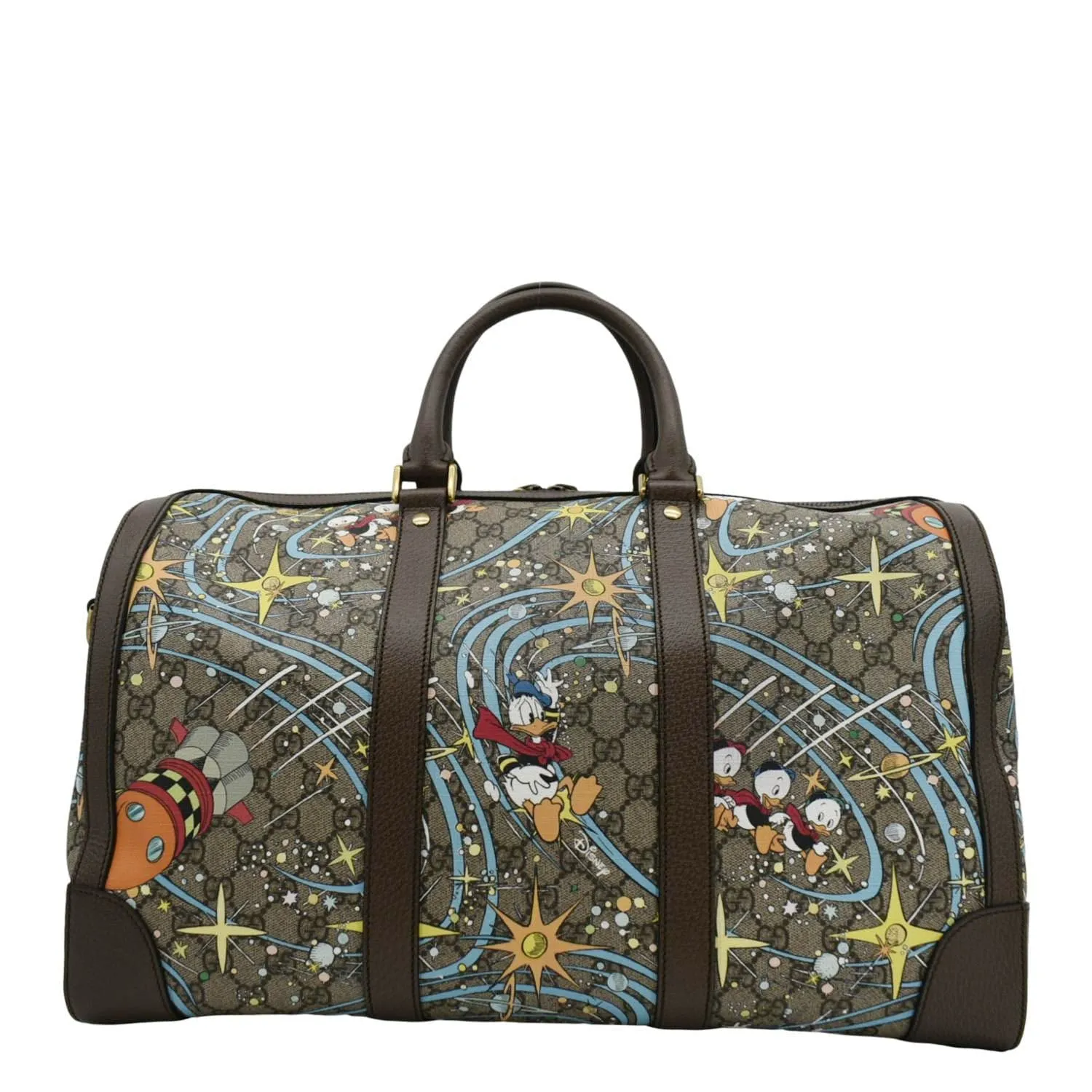 GUCCI Disney x Donald Duck GG Supreme Canvas Duffle Travel Bag Beige 648085