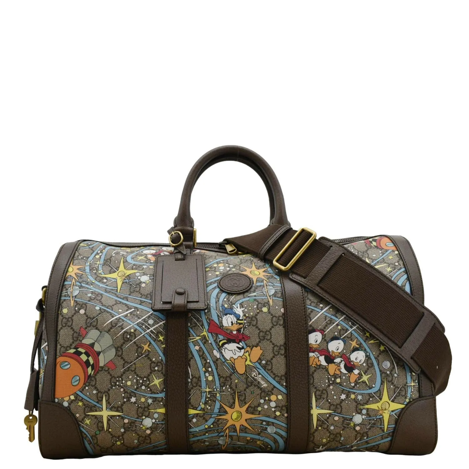 GUCCI Disney x Donald Duck GG Supreme Canvas Duffle Travel Bag Beige 648085