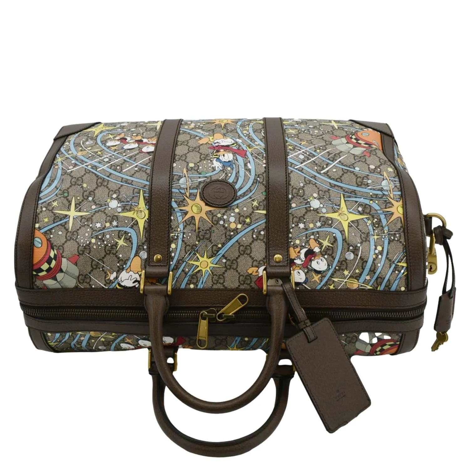 GUCCI Disney x Donald Duck GG Supreme Canvas Duffle Travel Bag Beige 648085