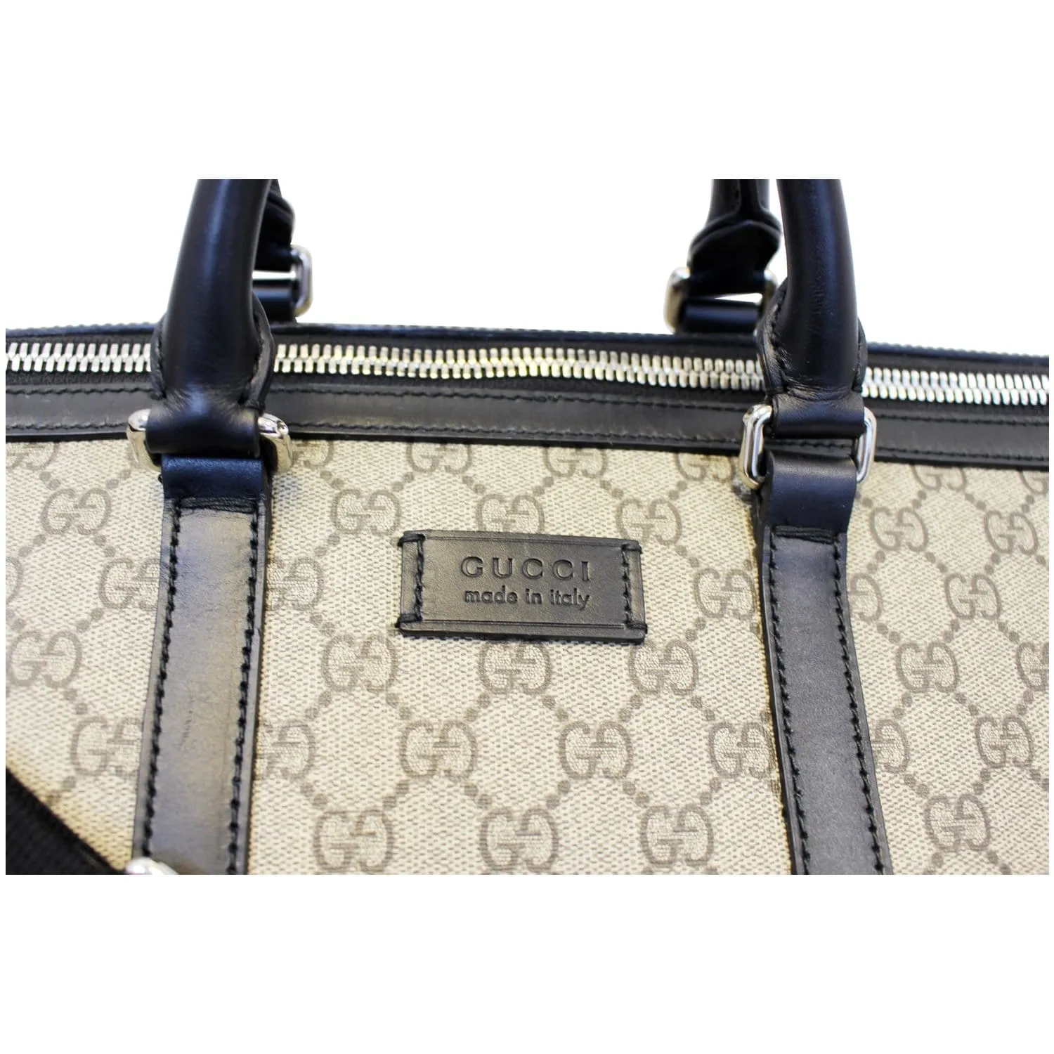 GUCCI GG Supreme Duffle Travel Bag Beige/Black