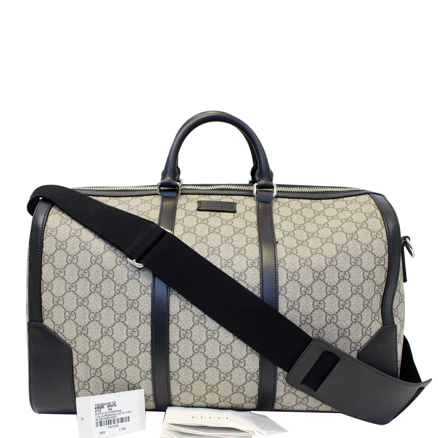 GUCCI GG Supreme Duffle Travel Bag Beige/Black