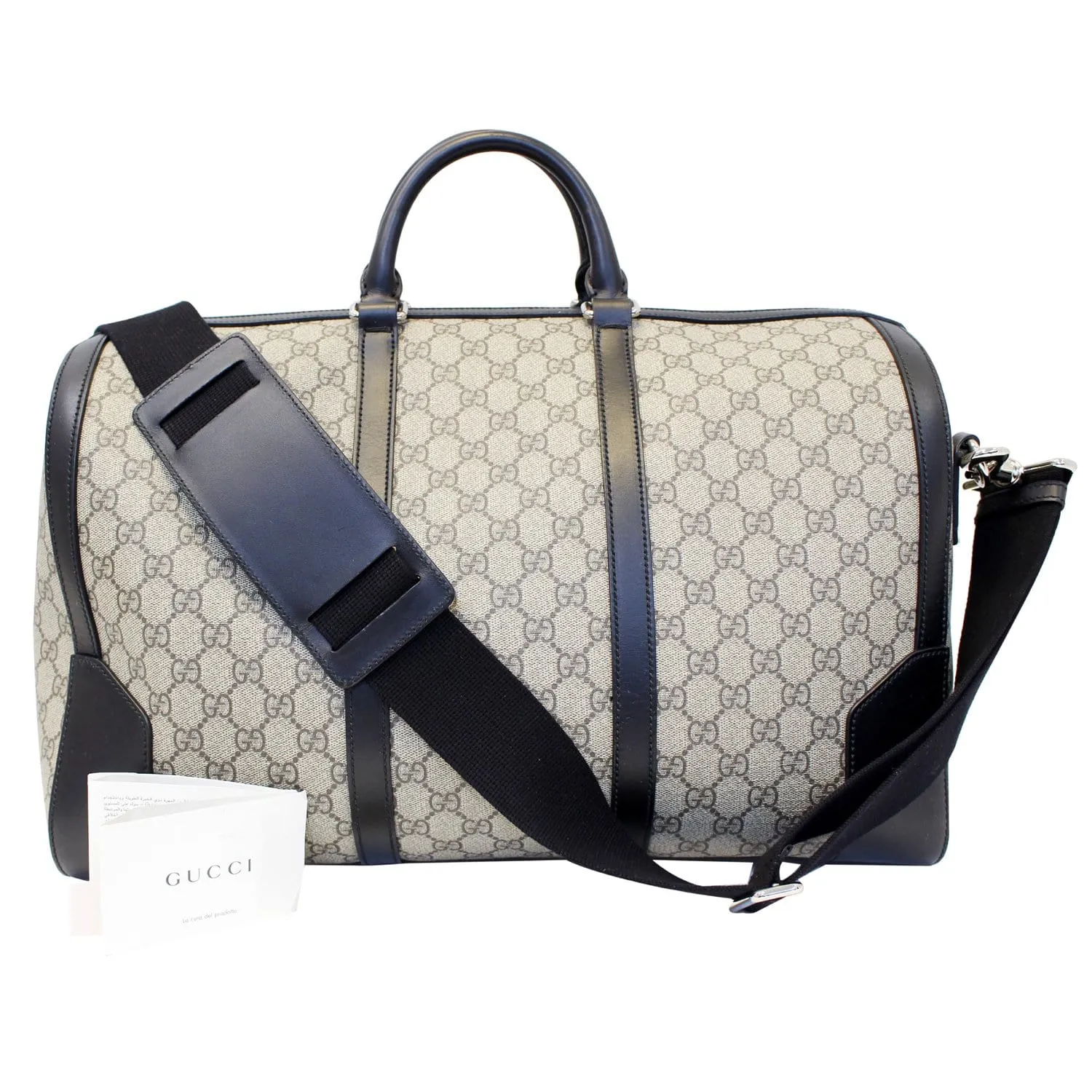 GUCCI GG Supreme Duffle Travel Bag Beige/Black