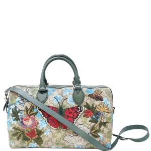 GUCCI Linea A Butterfly Embroidered Boston Shoulder Bag