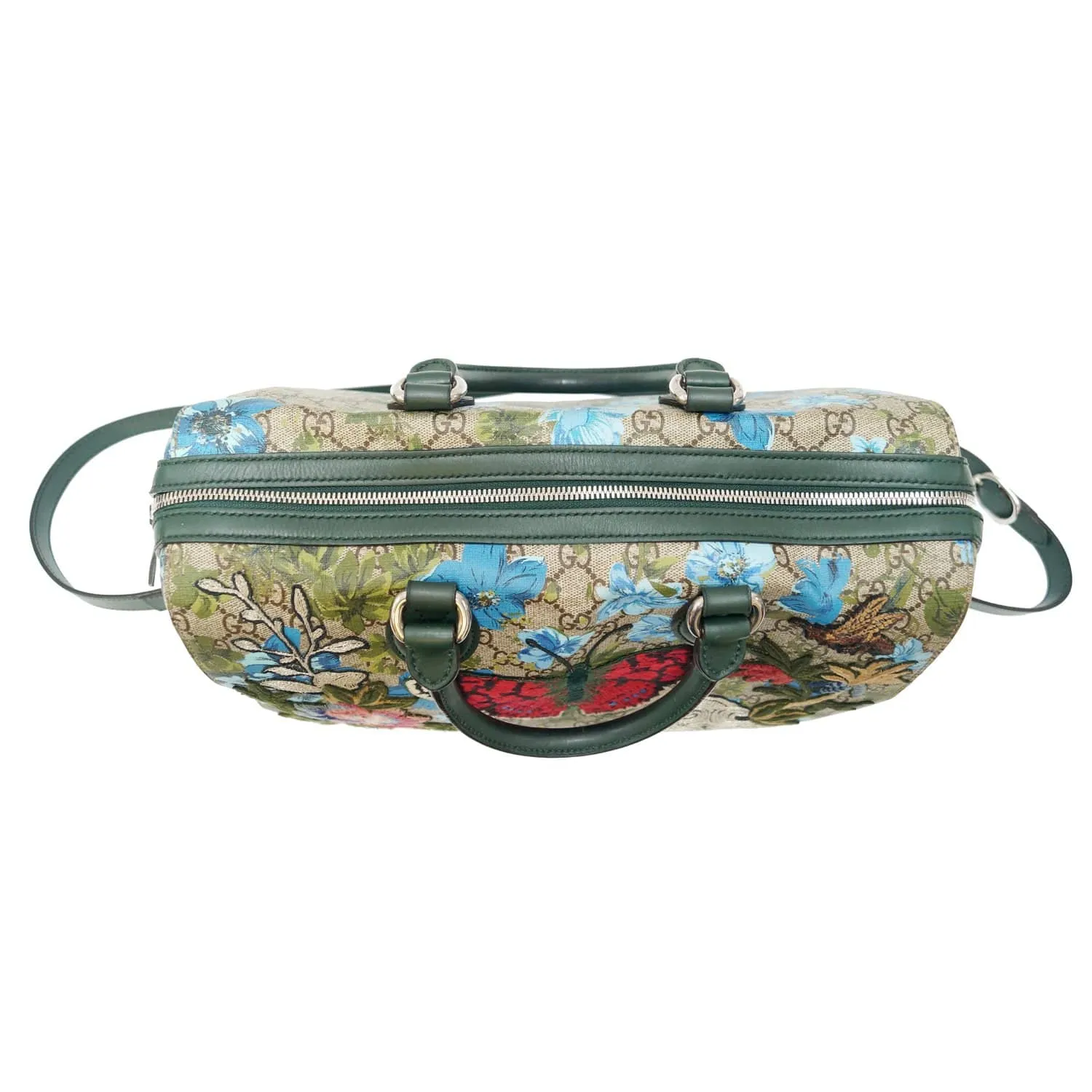 GUCCI Linea A Butterfly Embroidered Boston Shoulder Bag