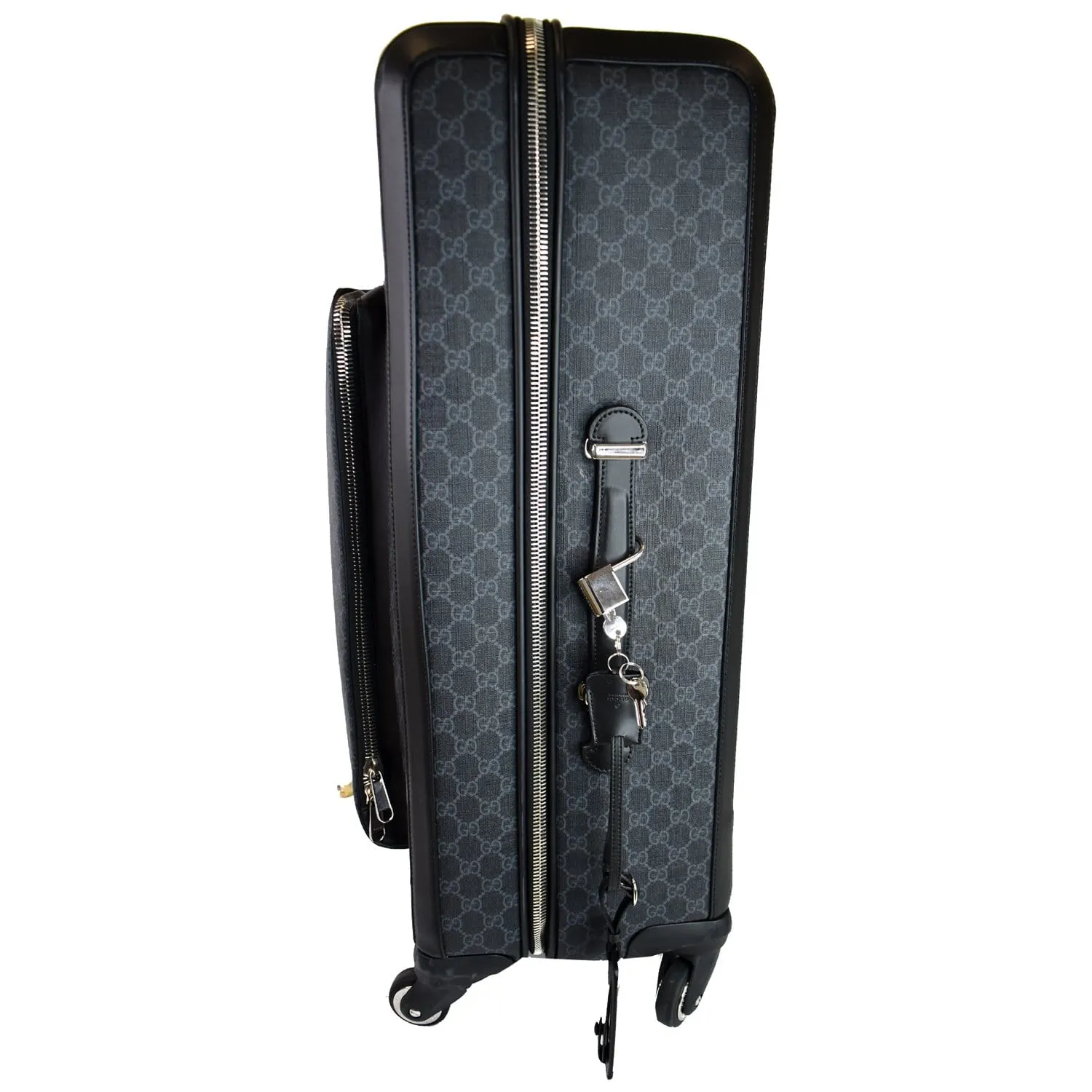 GUCCI Supreme Monogram Large Four Wheel Suitcase Travel Bag Black 474349